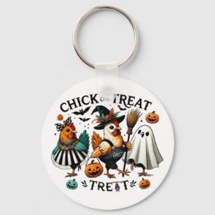 Funny Chicken Witch Halloween Chick Or Treat  Key Ring