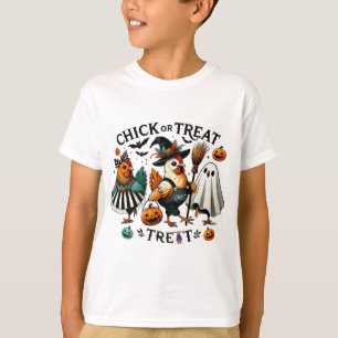 Funny Chicken Witch Halloween Chick Or Treat  T-Shirt
