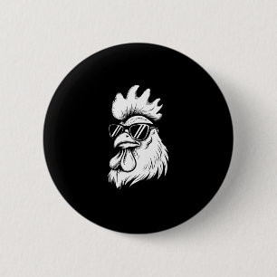 Funny Chicken With Sungles Chicken Farm Animals Lo 6 Cm Round Badge