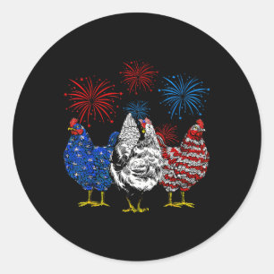 Funny Chickens American Flag Patriotic Farmer 4th  Classic Round Sticker