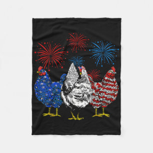 Funny Chickens American Flag Patriotic Farmer 4th Fleece Blanket
