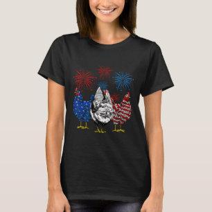 Funny Chickens American Flag Patriotic Farmer 4th T-Shirt