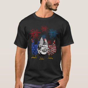 Funny Chickens American Flag Patriotic Farmer 4th T-Shirt
