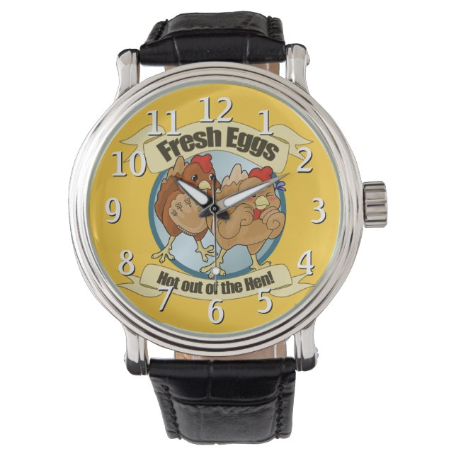 Funny Chickens and Fresh Eggs Logo Watch (Front)