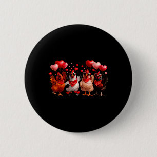 Funny Chickens And Hearts Farming Animal Happy Val 6 Cm Round Badge