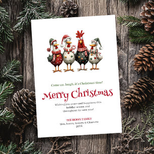 Funny Chickens Artistic Christmas Greeting Card
