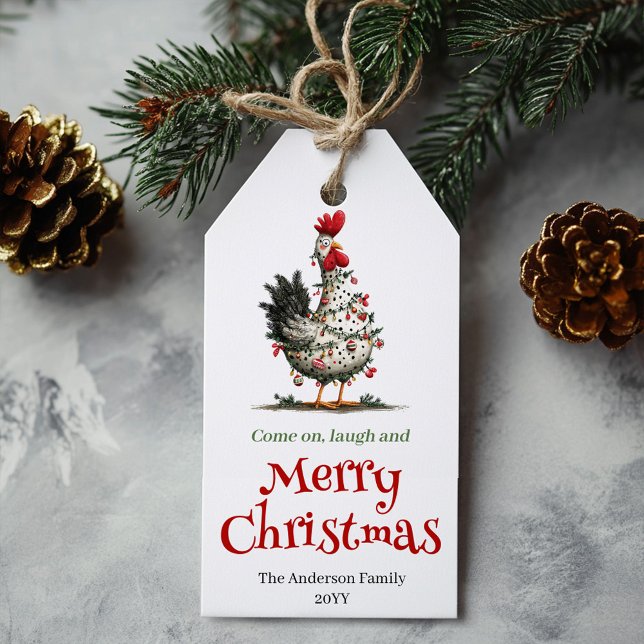 Funny Chickens Christmas Gift Tag Custom Name (Funny Chickens Christmas Gift Tag Custom Name)