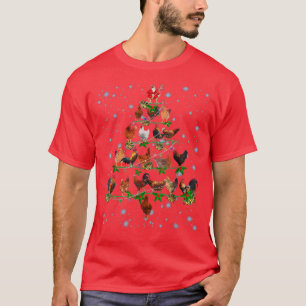 Funny Chickens Christmas Tree Xmas Farmer Farming T-Shirt