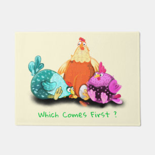 Funny Chickens Doormat - Custom Text and Colours