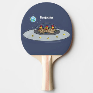 Funny chickens in space cartoon illustration ping pong paddle