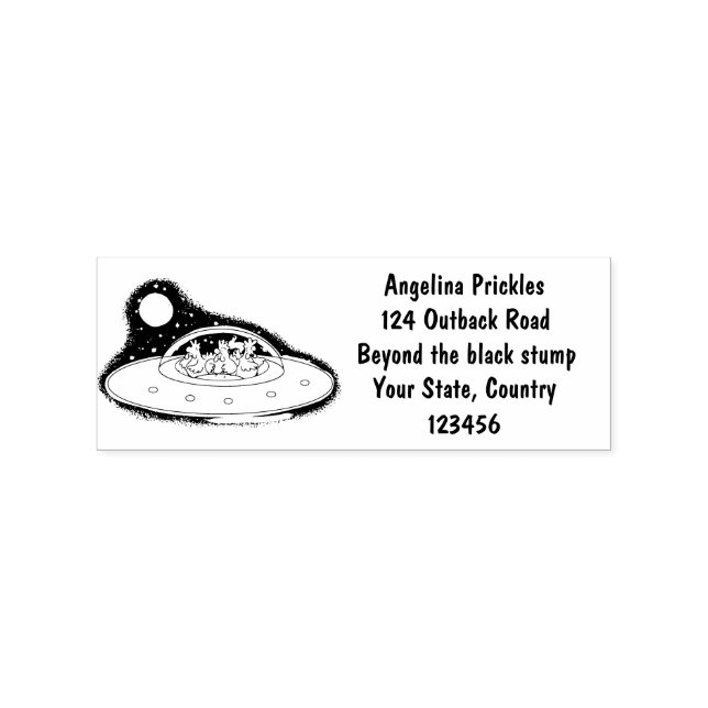 Funny chickens in space cartoon illustration rubber stamp (Imprint)