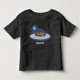 Funny chickens in space cartoon illustration toddler T-Shirt