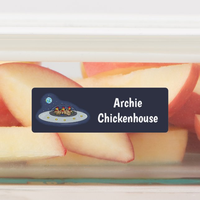 Funny chickens in space cartoon personalised (Affixed)