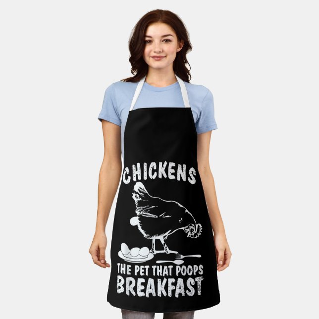 Funny Chickens Pet Poop Breakfast Backyard Farmer Apron (Worn)