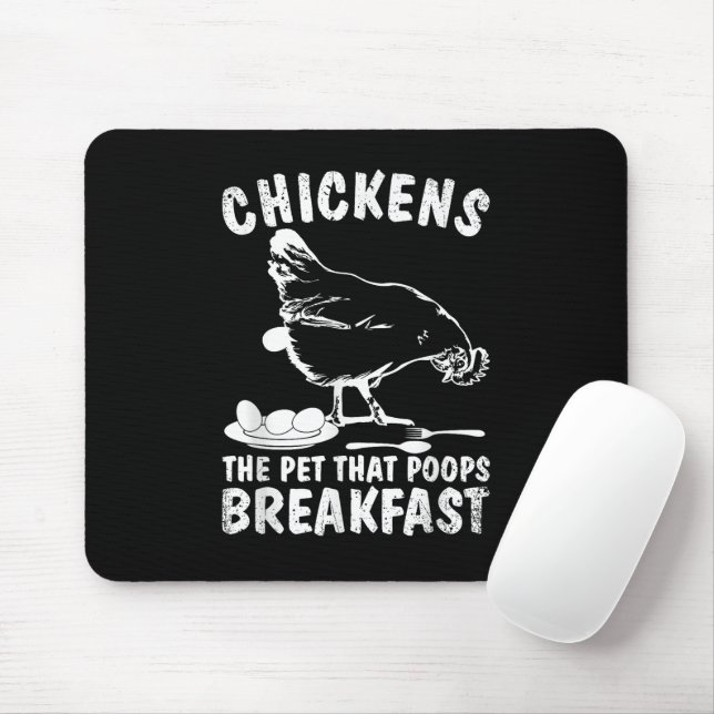 Funny Chickens Pet Poop Breakfast Backyard Farmer Mouse Pad (With Mouse)