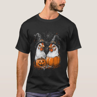 Funny Chickens Roosters Witches Halloween Costume  T-Shirt