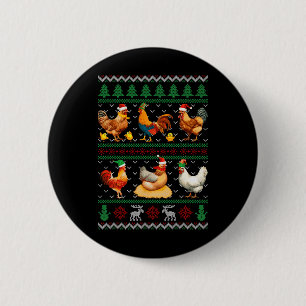 Funny Chickens Ugly Christmas Sweater Xmas Boys Gi 6 Cm Round Badge