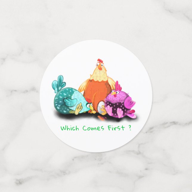 Funny Chickens Waiting Egg To Hatch - Custom Text  Confetti (Small Front)