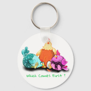 Funny Chickens Waiting Egg To Hatch - Custom Text Key Ring