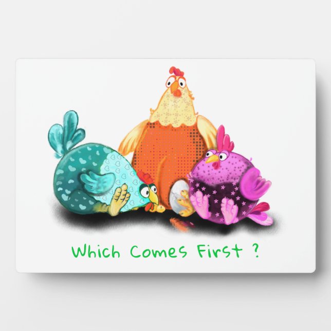 Funny Chickens Waiting Egg To Hatch - Custom Text  Plaque (Front)