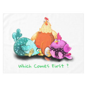 Funny Chickens Waiting Egg To Hatch - Custom Text Tablecloth