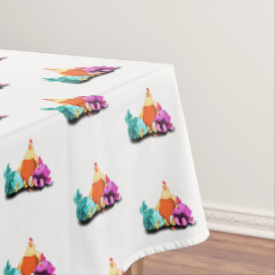 Funny Chickens Waiting Egg To Hatch - Fun Drawing Tablecloth