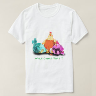 Funny Chickens Waiting Egg To Hatch - Your Text T-Shirt