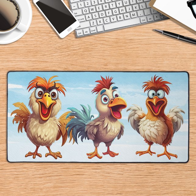 Funny Chickens Whimsical Cute Farm Animal  Desk Mat (Creator Uploaded)