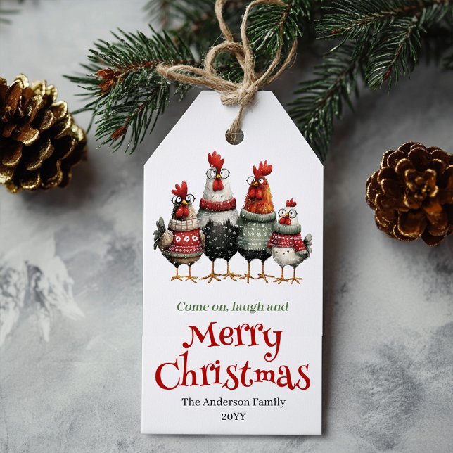 Funny Chickens Xmas Gift Tag Customizable (Funny Chickens Xmas Gift Tag Customizable)