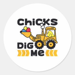 Funny Chicks Dig Me Easter Happy Easter 3  Classic Round Sticker