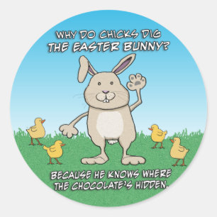Funny Chicks Dig the Easter Bunny Classic Round Sticker