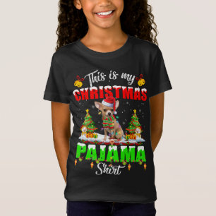 Funny Chihuahua Christmas Pajama Santa Hat Xmas T-Shirt