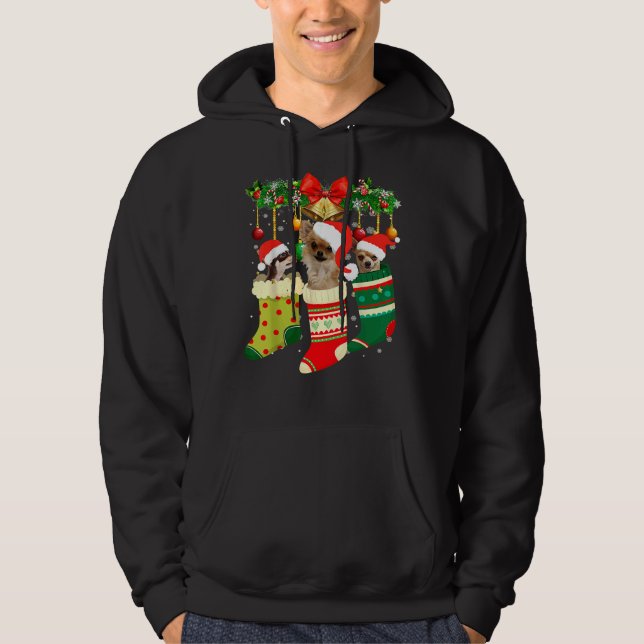 Funny Chihuahua Christmas Socks Funny Dog Xmas Hoodie (Front)