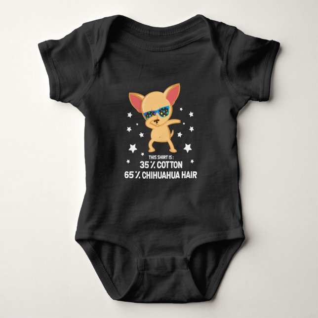 Funny Chihuahua Dabbing Dog Hair cotton Baby Bodysuit (Front)