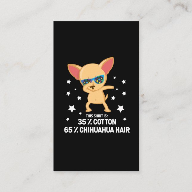 Funny Chihuahua Dabbing Dog Hair cotton Business Card (Front)