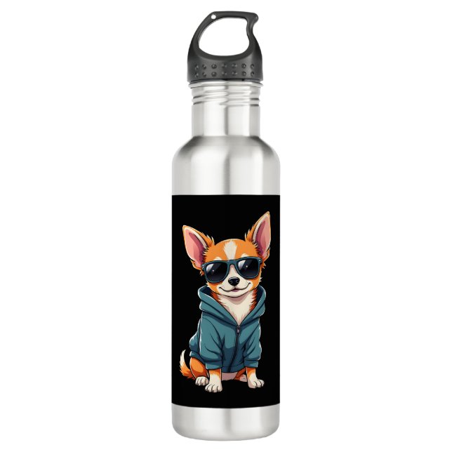 Funny Chihuahua Dog Easily Distracted By Large Dog 710 Ml Water Bottle (Front)