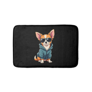 Funny Chihuahua Dog Easily Distracted By Large Dog Bath Mat