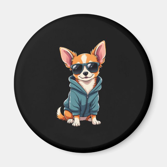 Funny Chihuahua Dog Easily Distracted By Large Dog Magnet (Front)