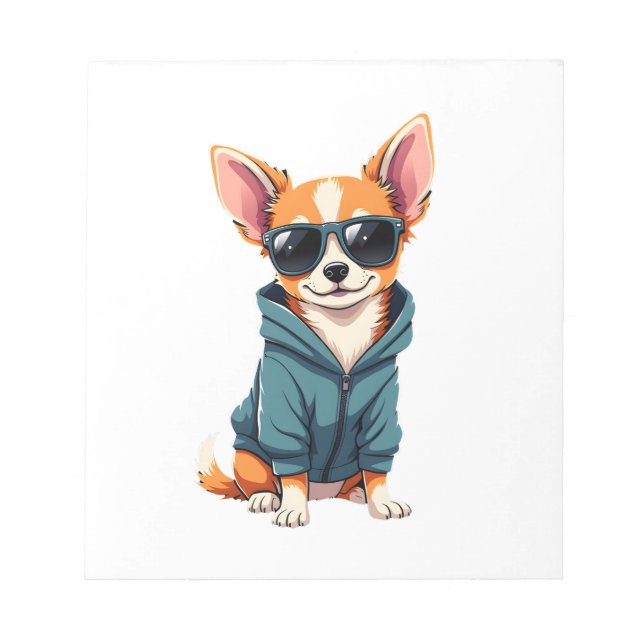 Funny Chihuahua Dog Easily Distracted By Large Dog Notepad (Front)