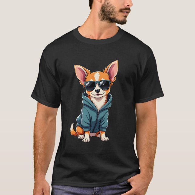 Funny Chihuahua Dog Easily Distracted By Large Dog T-Shirt (Front)