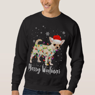 Funny Chihuahua Dog Light Merry Christmas Woofmas  Sweatshirt