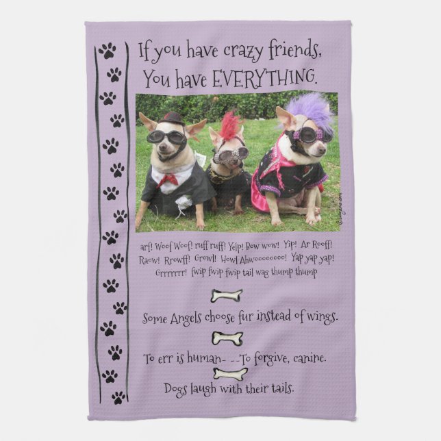 Funny Chihuahua Dog Quotes Kitchen Towel (Vertical)