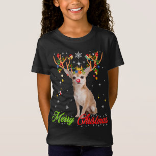 Funny Chihuahua Dog With Antlers Merry Christmas T T-Shirt
