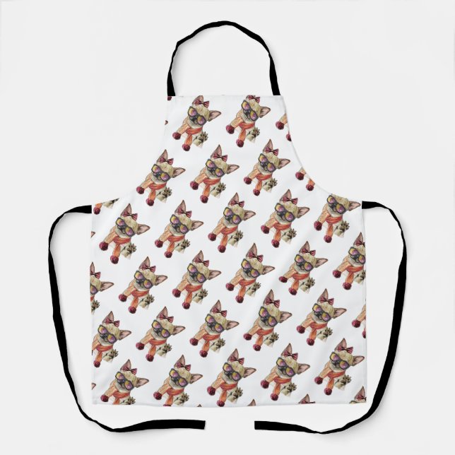 Funny Chihuahua Dog  Wrapping Paper Large Christma Apron (Front)
