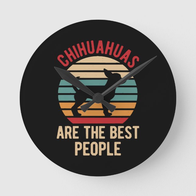 Funny Chihuahua Dogs Gift Round Clock (Front)