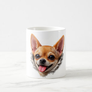 Funny Chihuahua Face 3D Design – Cute Dog Meme Coffee Mug