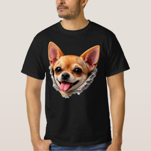 Funny Chihuahua Face 3D Design – Cute Dog Meme  T-Shirt