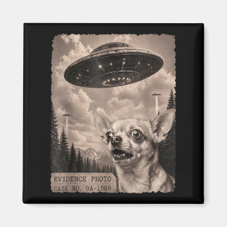 Funny Chihuahua Graphic Alien Ufo Vintage Evidence Magnet