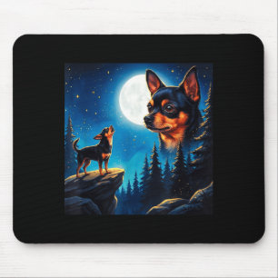 Funny chihuahua howling at the moon pet dog lover mouse pad