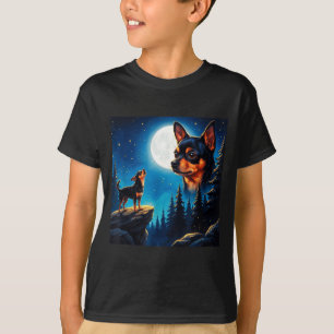 Funny chihuahua howling at the moon pet dog lover T-Shirt